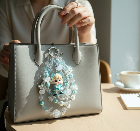 Zoraa Beaded Phone Charm – Pearl Butterfly Bag Charm