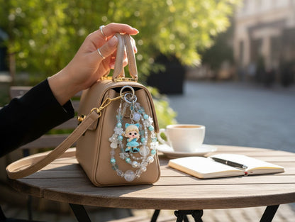 Zoraa Beaded Phone Charm – Pearl Butterfly Bag Charm