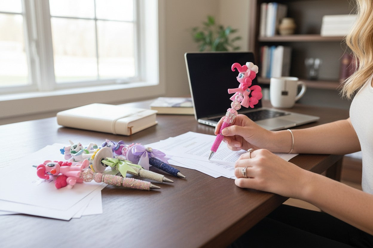 Pony Beaded Pens – Rhinestone Character Glam Pens
