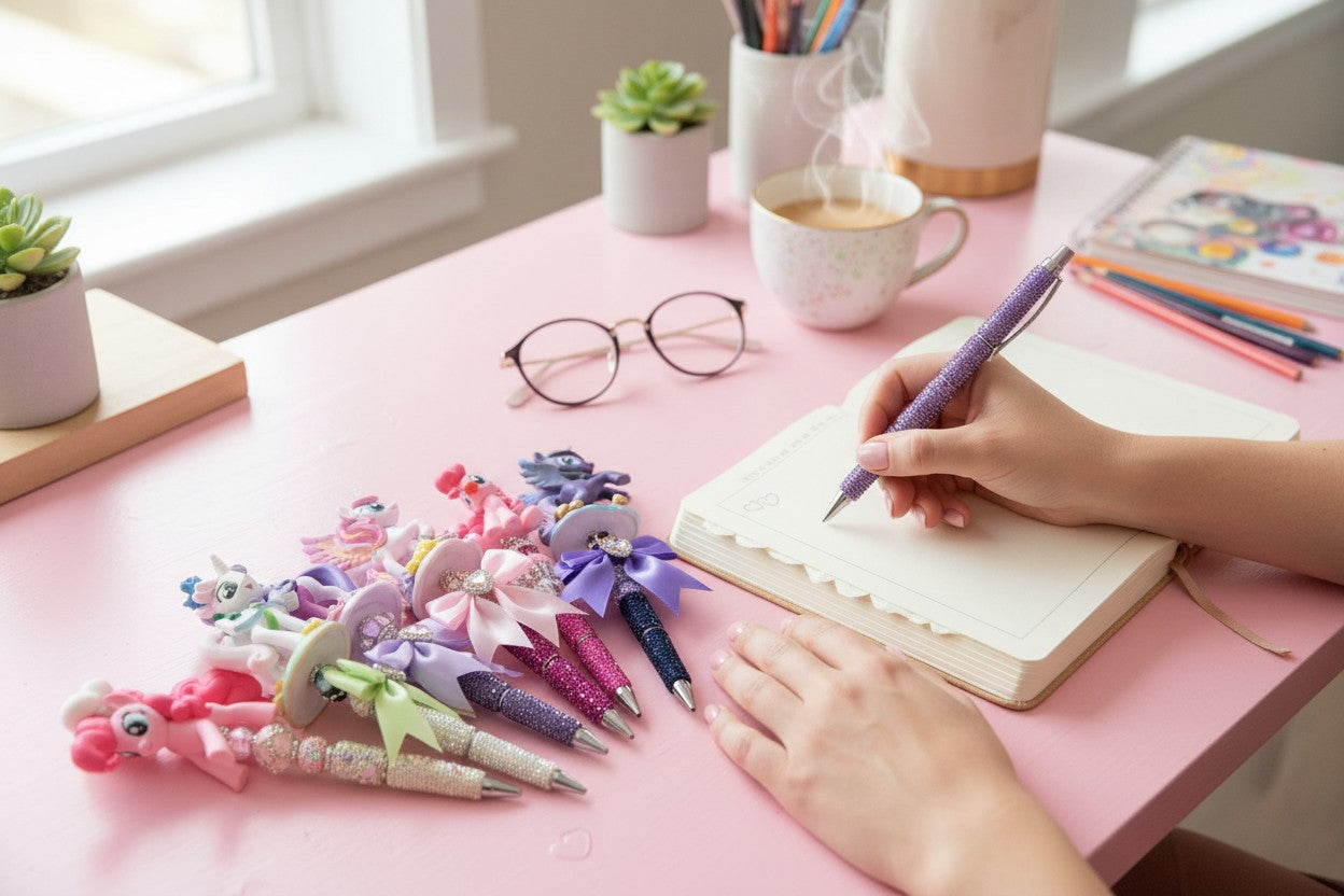 Pony Beaded Pens – Rhinestone Character Glam Pens