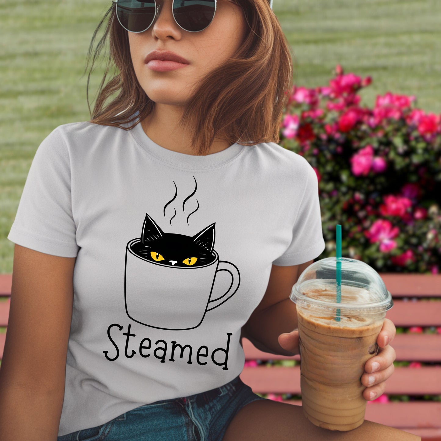 Steamed Cat Mug Tee – Sassy, Spooky, and Caffeinated
