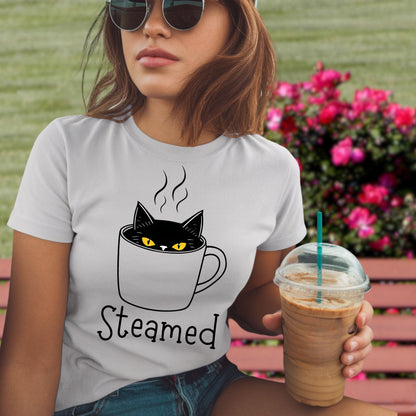 Steamed Cat Mug Tee – Sassy, Spooky, and Caffeinated