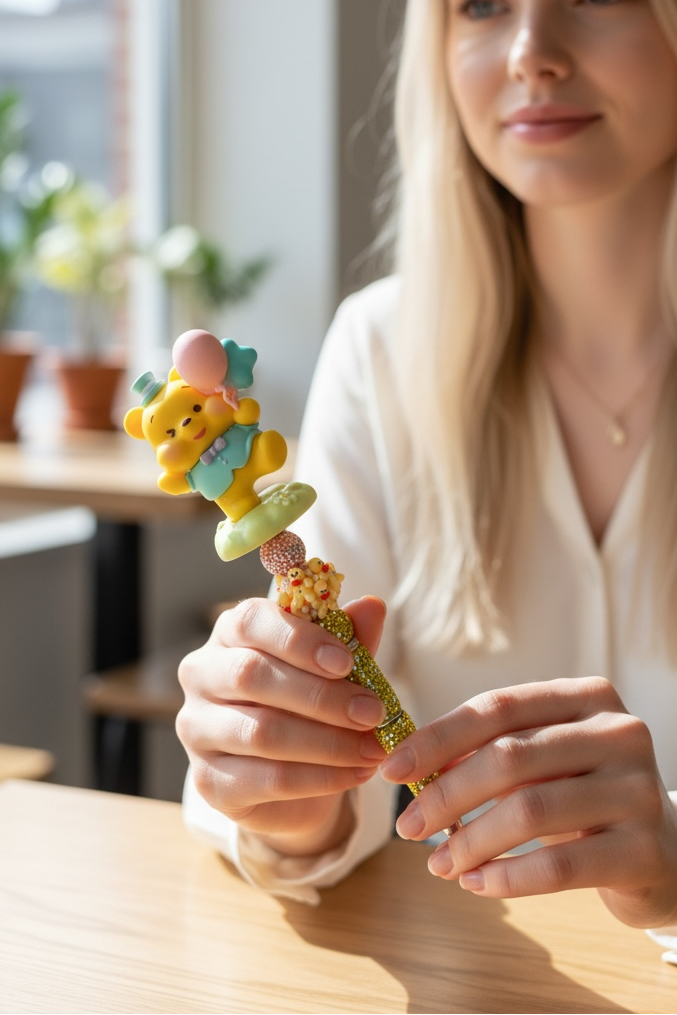 Pastel Bear Balloon Beaded Pen