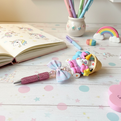 Pastel unicorn beaded pen