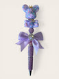 Glitter crown bear beaded pen