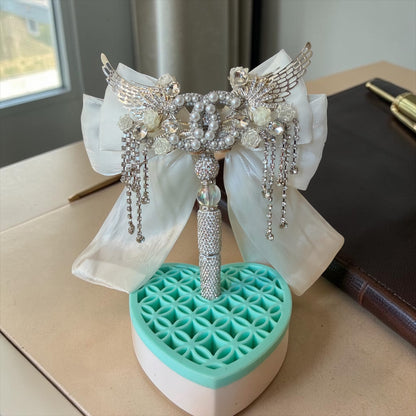 Designer-Inspired Pearl Angel Wing Statement Pen