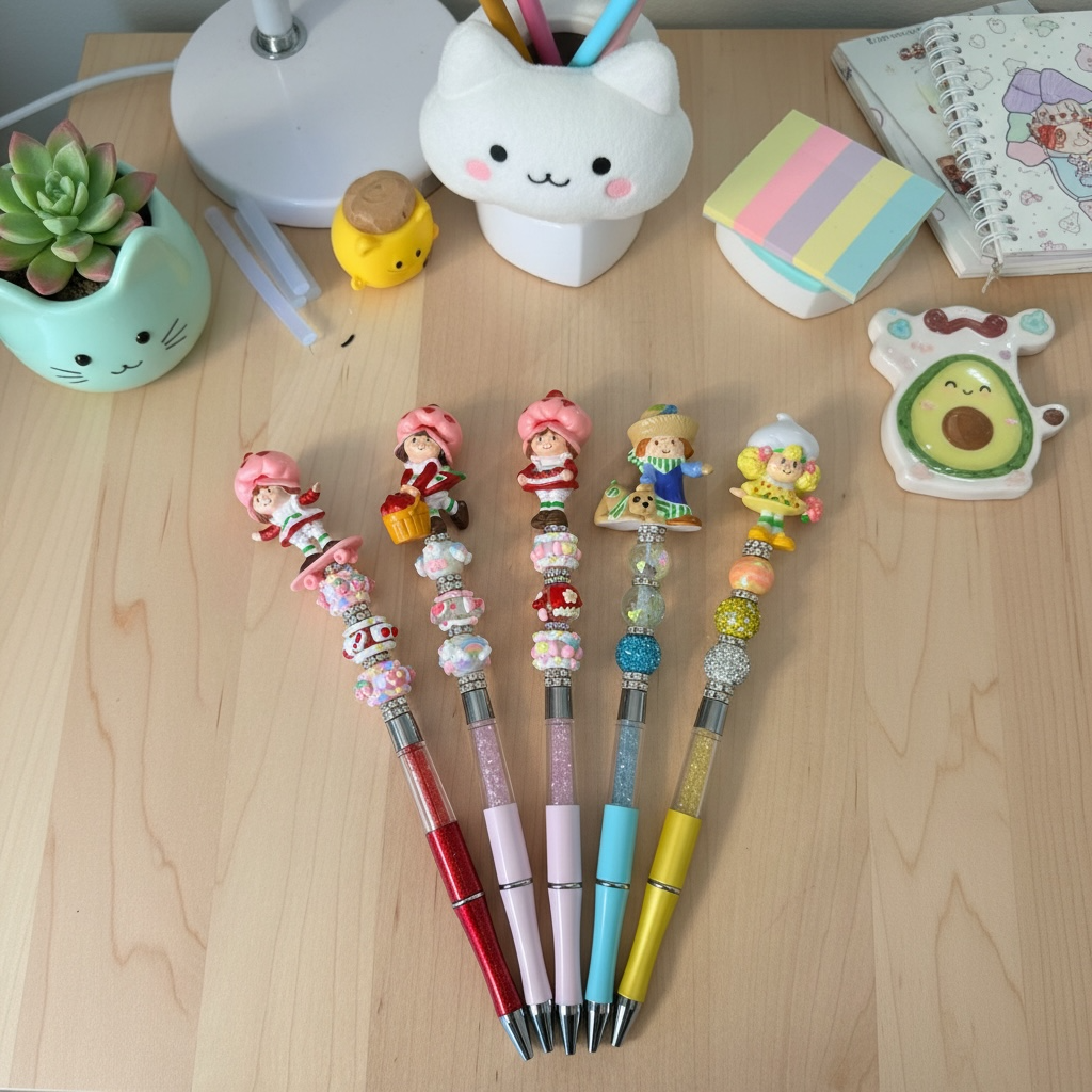 Strawberry & Friends Decorative Beaded Pens