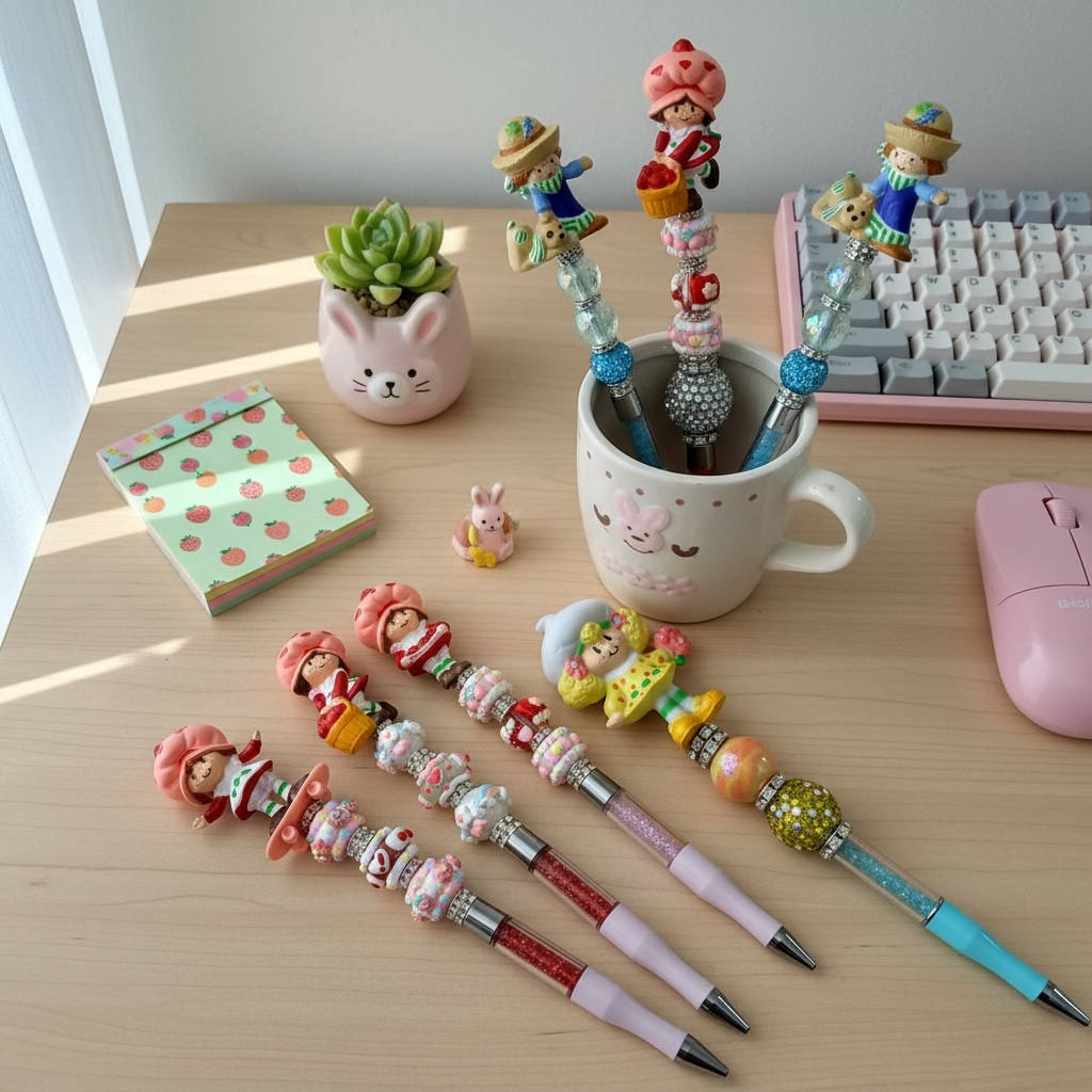 Strawberry & Friends Decorative Beaded Pens