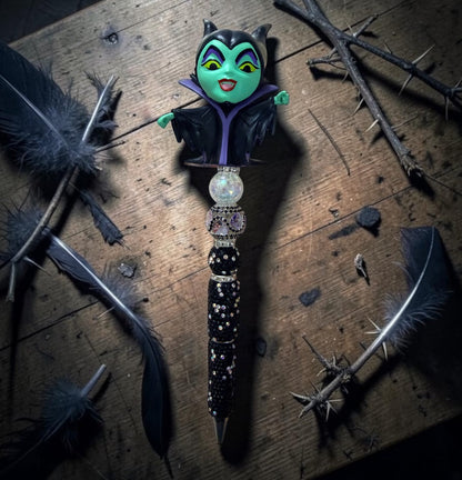 Villain-Inspired Rhinestone Beaded Pens – Glam Fantasy Pen Set with Bow Accents