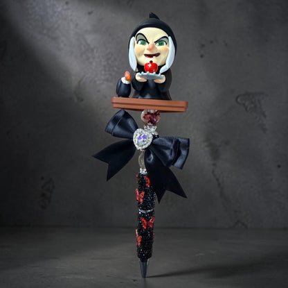 Villain-Inspired Rhinestone Beaded Pens – Glam Fantasy Pen Set with Bow Accents
