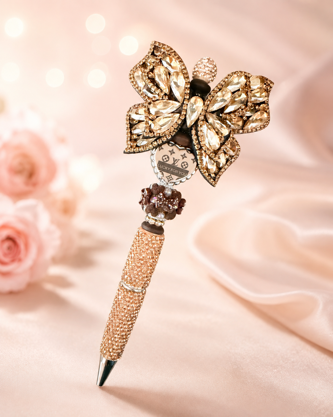 LV Inspired Bling Pens | Luxury Beaded Rhinestone Pens