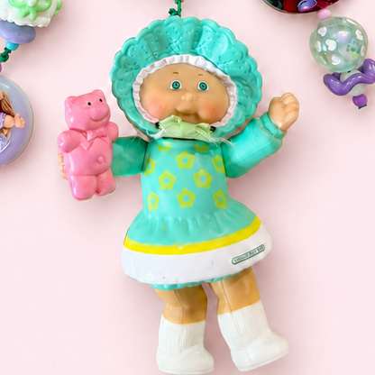 Vintage 1984 Cabbage Patch Kids Bag Charm with Authentic Doll & Handmade Beads