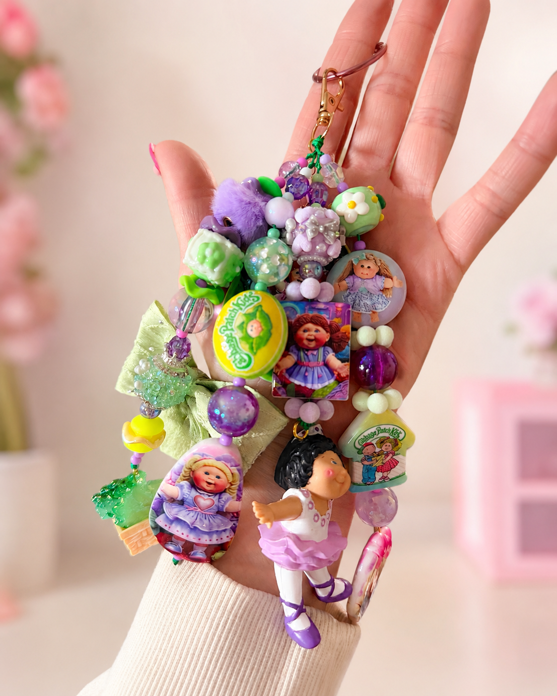 Cabbage Patch Kids Ballerina Bag Charm with Pastel Bow & Handmade Beads