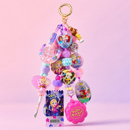 Polly Pocket Nostalgia Purse Charm with Mini Compact & Beads