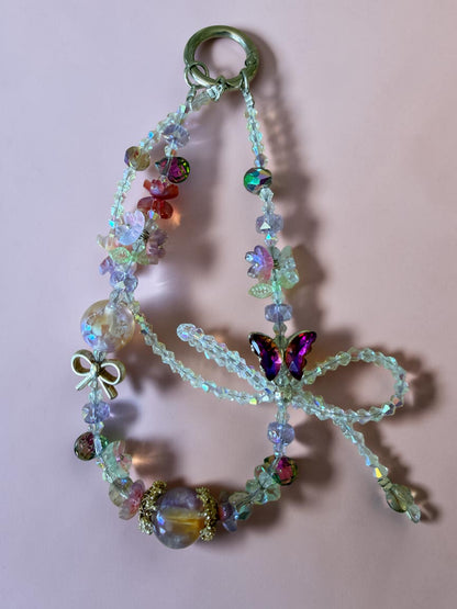 Lavender Butterfly Beaded Phone Charm – Coquette Bow Bag Charm