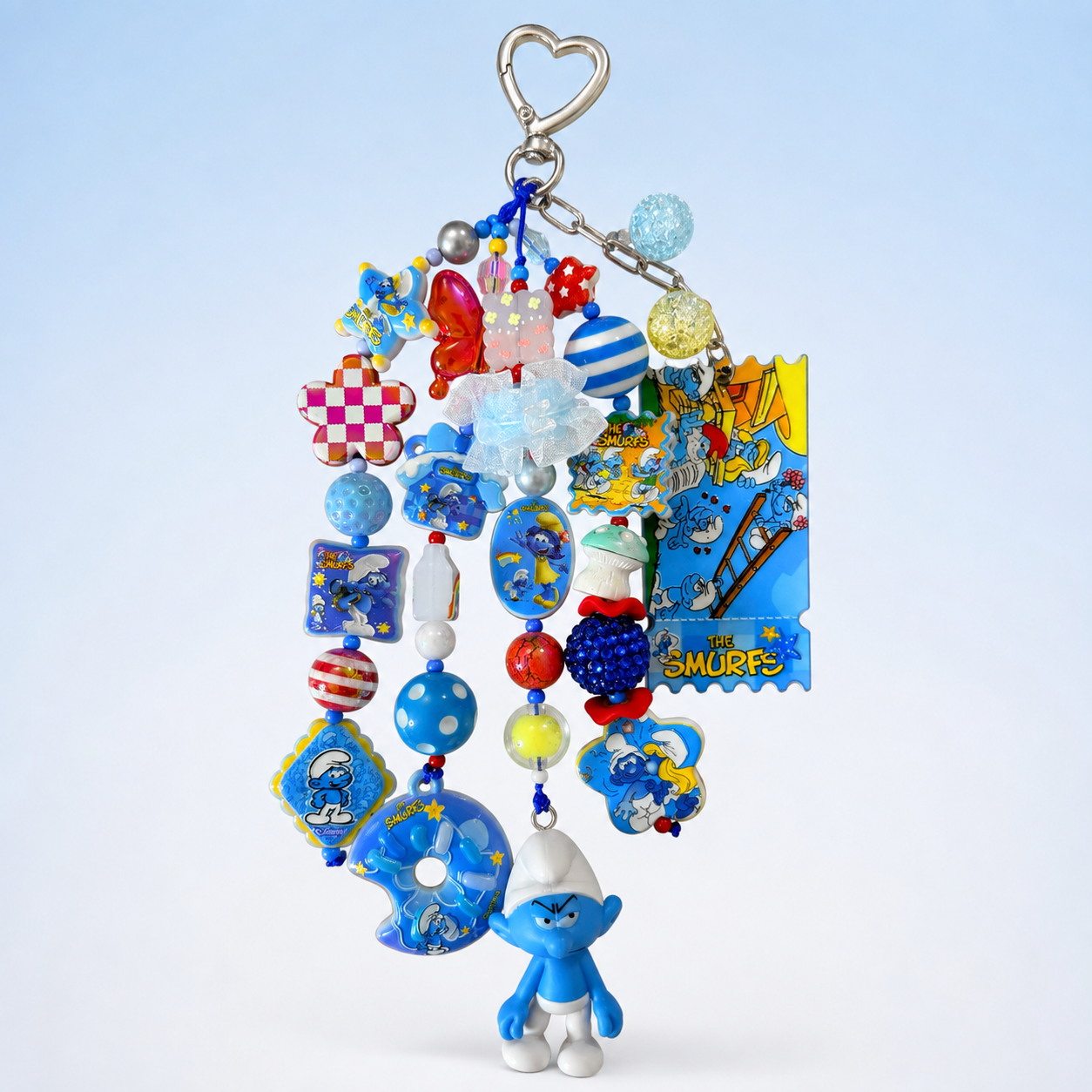 Smurfs Retro Nostalgia Purse Charm with Beads & Character Charms