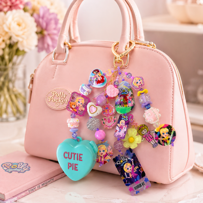 Polly Pocket Cutie Pie Bag Charm with Aqua Heart Compact
