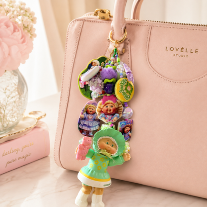Vintage 1984 Cabbage Patch Kids Bag Charm with Authentic Doll & Handmade Beads