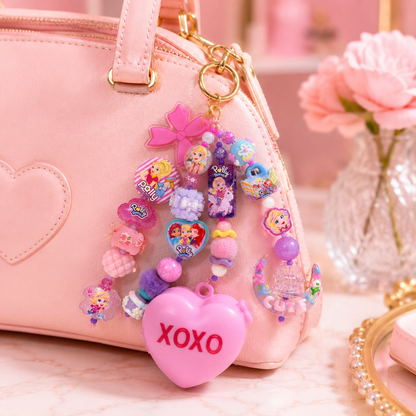 Polly Pocket XOXO Purse Charm with Heart Compact & Beads