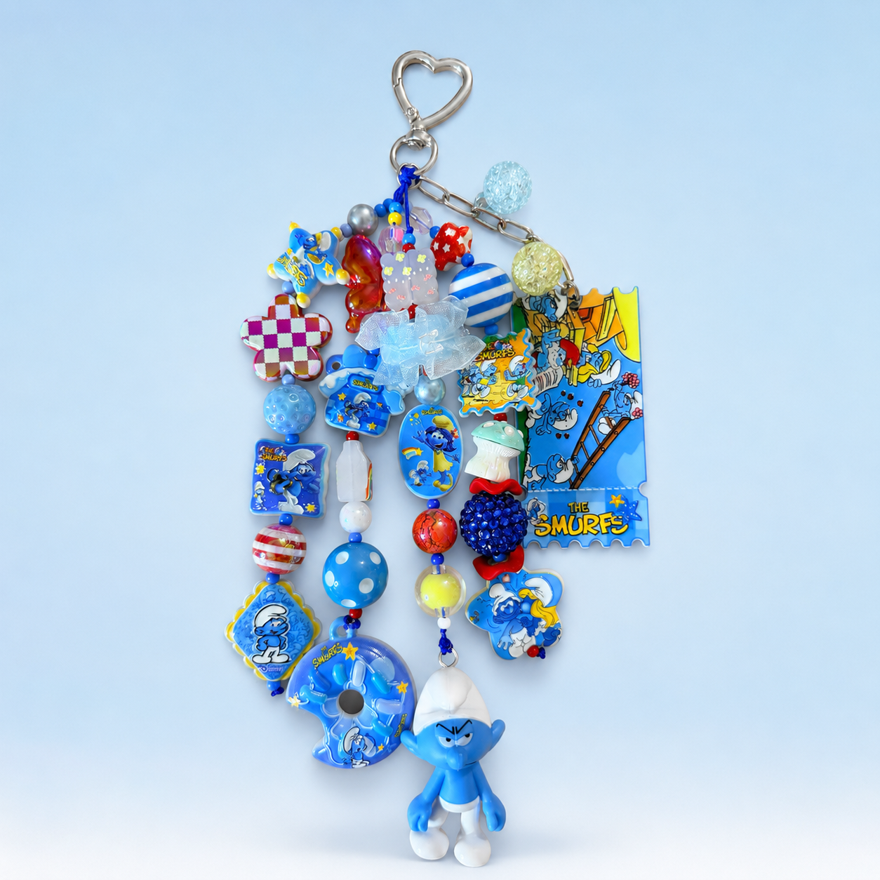 Smurfs Retro Nostalgia Purse Charm with Beads & Character Charms
