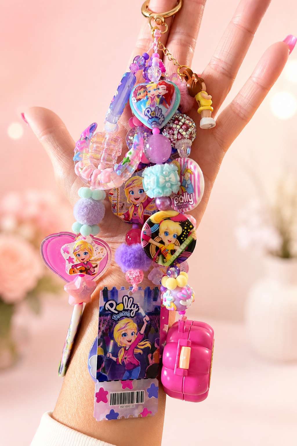 Polly Pocket Nostalgia Purse Charm with Mini Compact & Beads