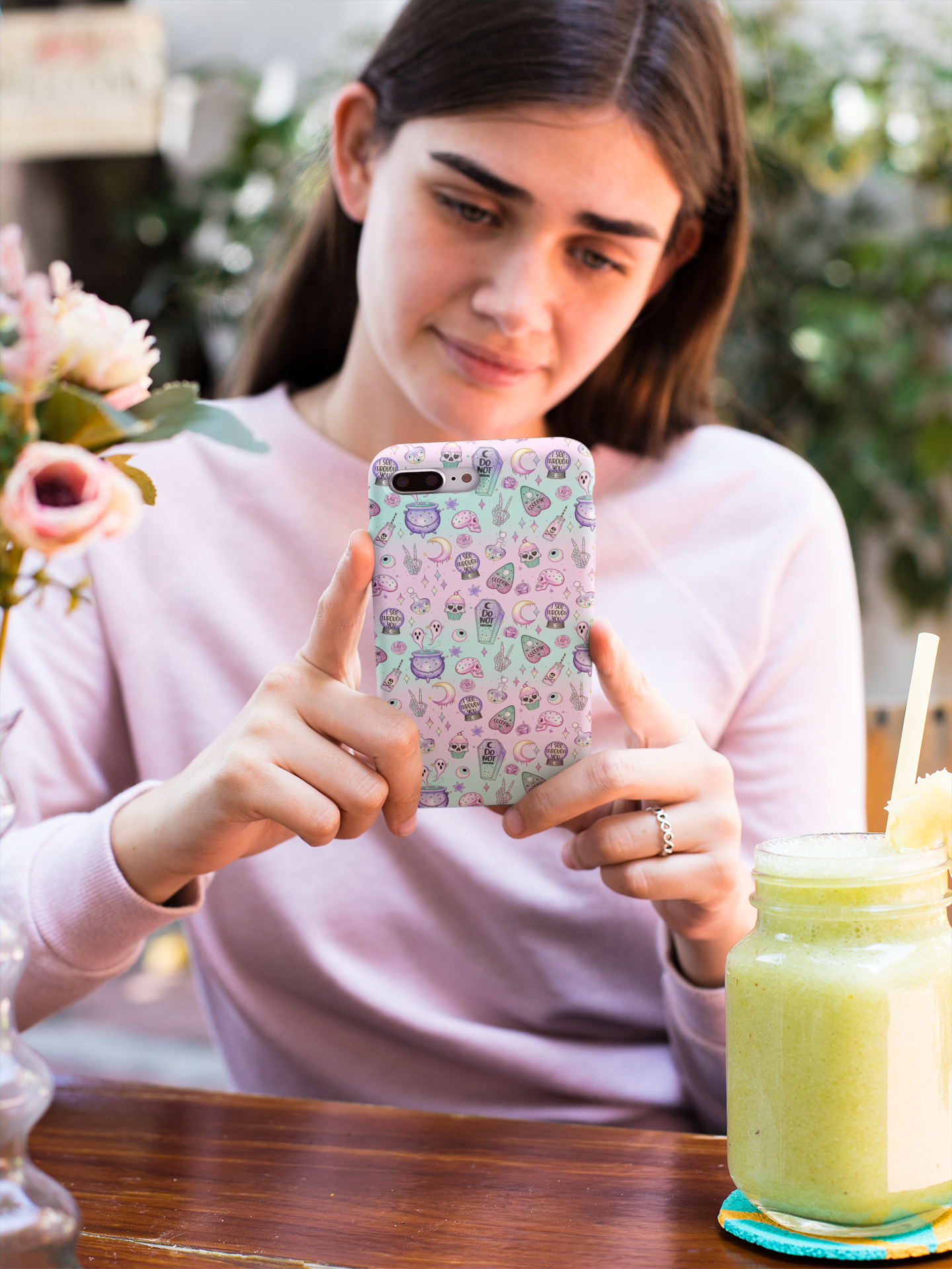 Kawaii Pastel Goth Phone Case – Cute Spooky Ghosts, Skulls & Planchettes – iPhone Case for Alt Girls, Vaporwave Witchcore Aesthetic