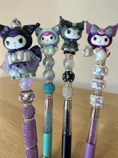 Kuromi Inspired Beaded Pens – Rhinestone Character Pens with Variants