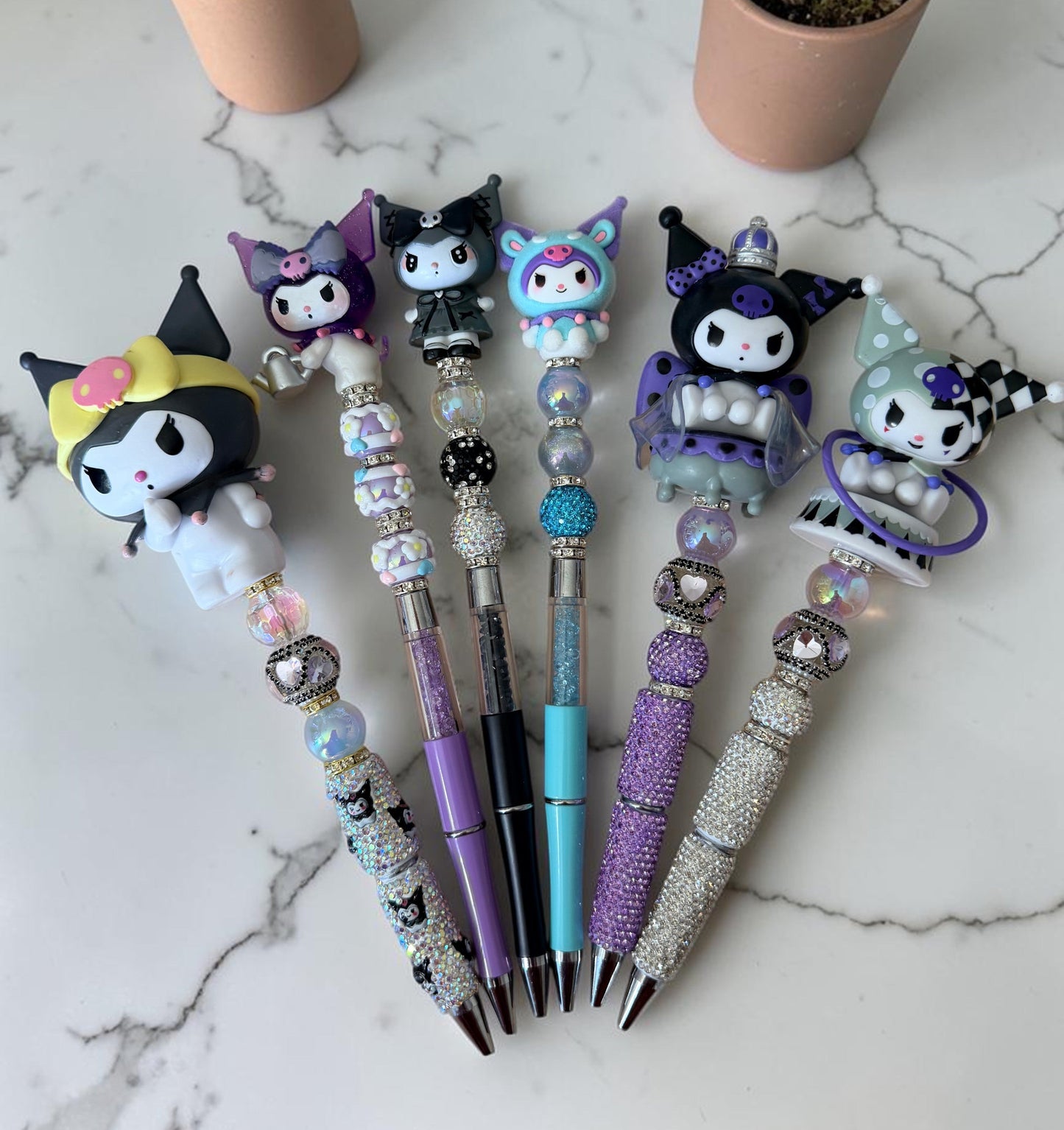 Kuromi Inspired Beaded Pens – Rhinestone Character Pens with Variants