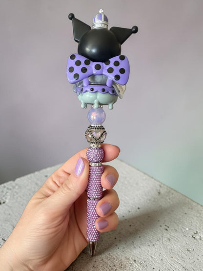 Kuromi Inspired Beaded Pens – Rhinestone Character Pens with Variants