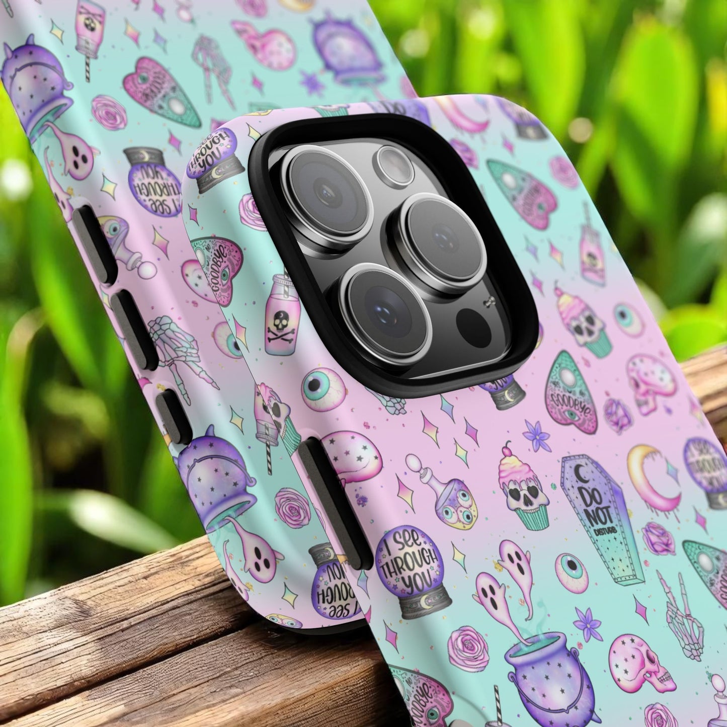 Kawaii Pastel Goth Phone Case – Cute Spooky Ghosts, Skulls & Planchettes – iPhone Case for Alt Girls, Vaporwave Witchcore Aesthetic