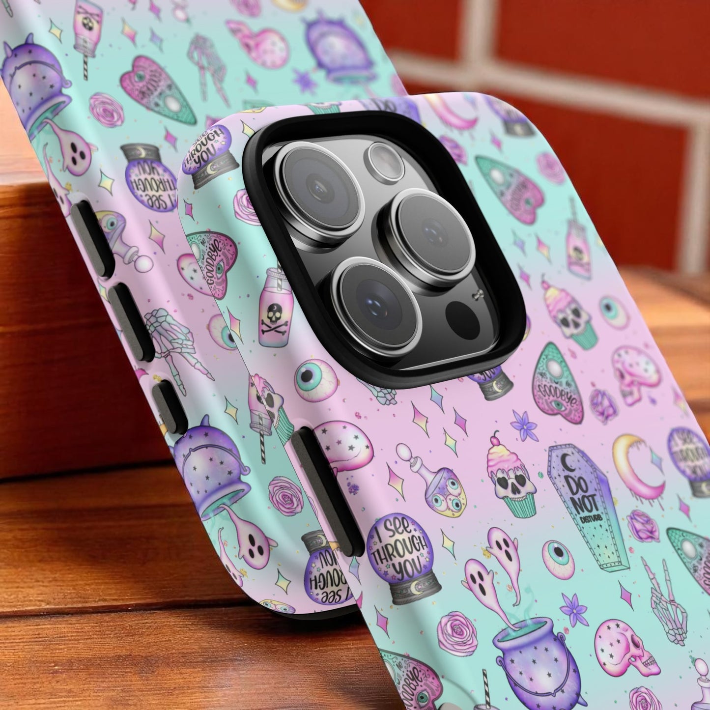 Kawaii Pastel Goth Phone Case – Cute Spooky Ghosts, Skulls & Planchettes – iPhone Case for Alt Girls, Vaporwave Witchcore Aesthetic