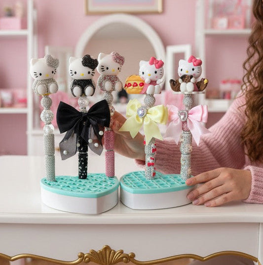 Glam Kitty Beaded Pens – Handmade Rhinestone Character Pens