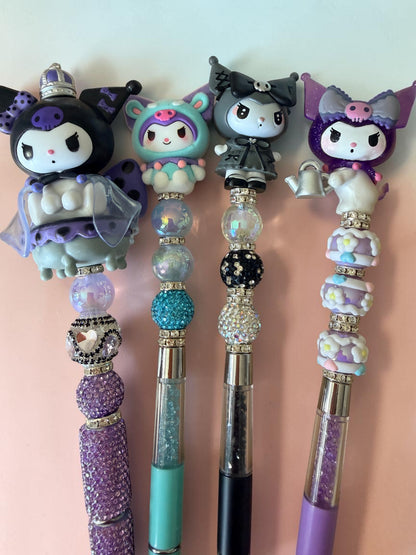 Kuromi Inspired Beaded Pens – Rhinestone Character Pens with Variants