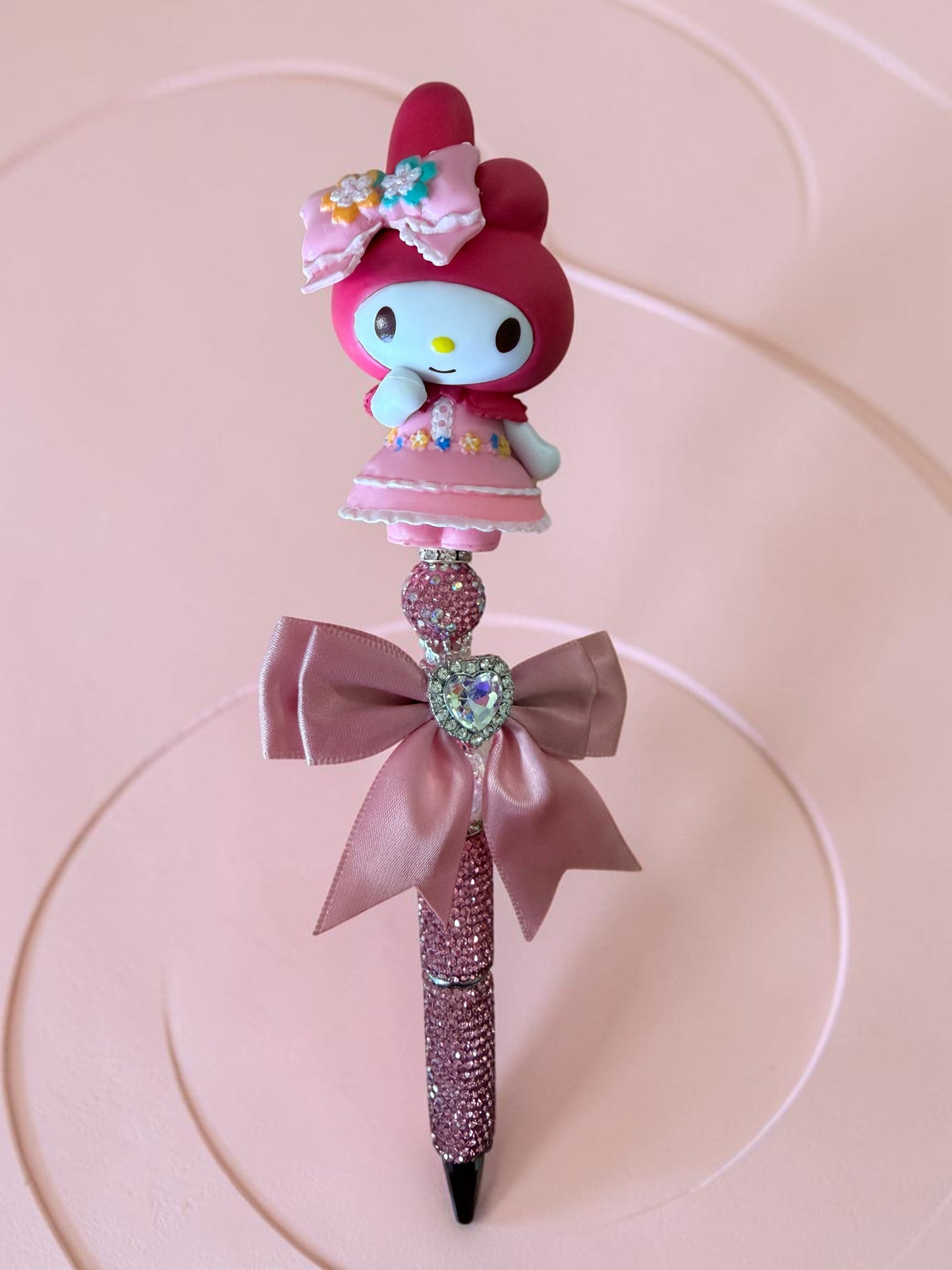 Blush Melody Inspired Beaded Pen – Pink Rhinestone Character Glam Pen
