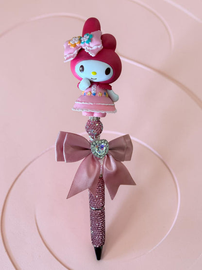 Blush Melody Inspired Beaded Pen – Pink Rhinestone Character Glam Pen