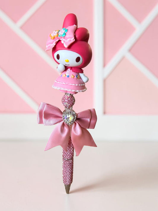 Blush Melody Inspired Beaded Pen – Pink Rhinestone Character Glam Pen