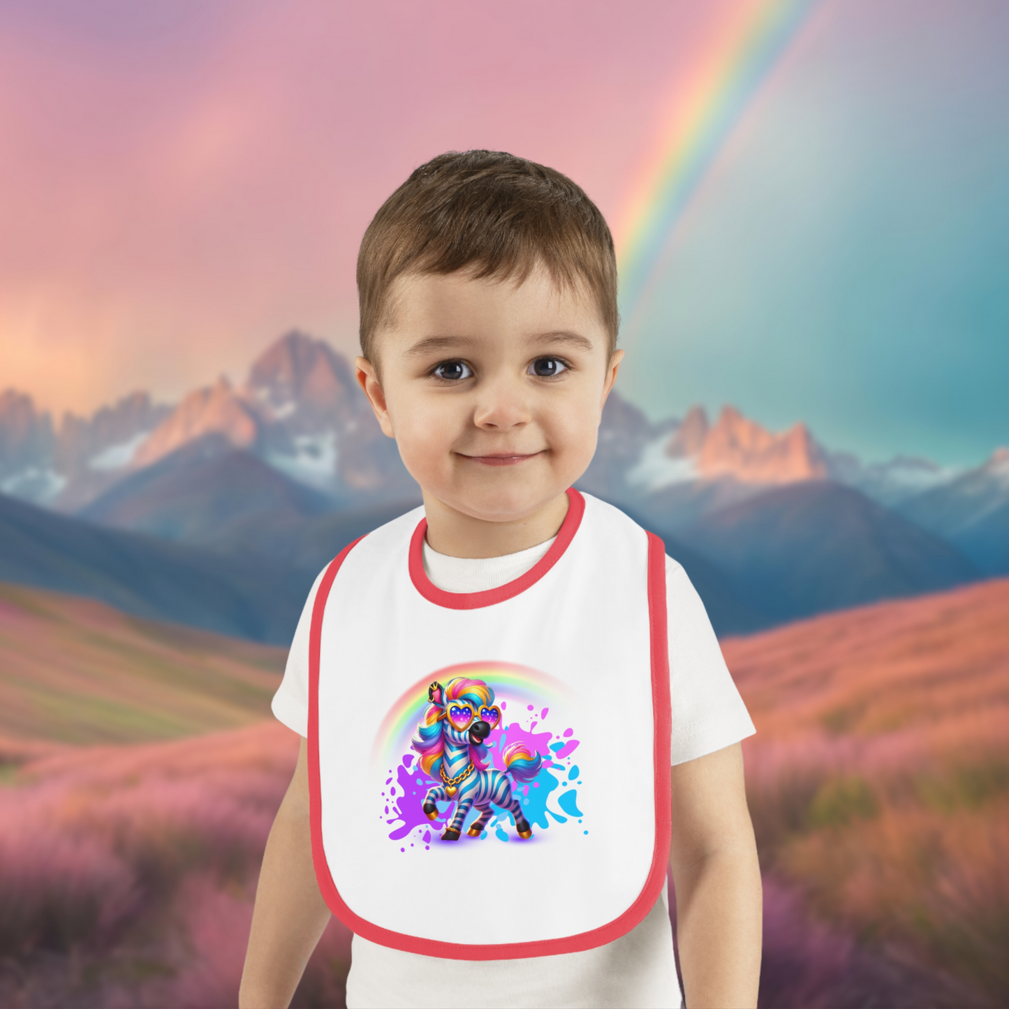 Zara the Zesty Zebra Baby Bib – Imaginaria Bold Stripes Infant Bib | Colorful Baby Shower Gift