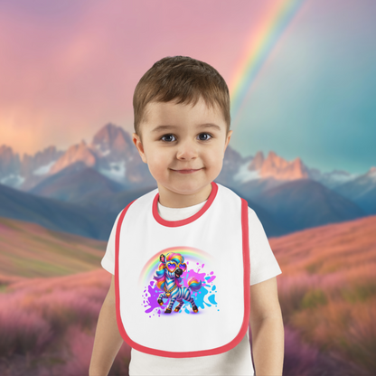Zara the Zesty Zebra Baby Bib – Imaginaria Bold Stripes Infant Bib | Colorful Baby Shower Gift