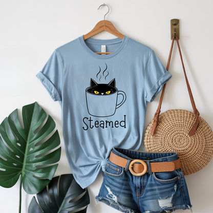 Steamed Cat Mug Tee – Sassy, Spooky, and Caffeinated