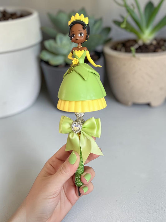 Princess Inspired Green Beaded Pen – Glam Rhinestone Character Pen