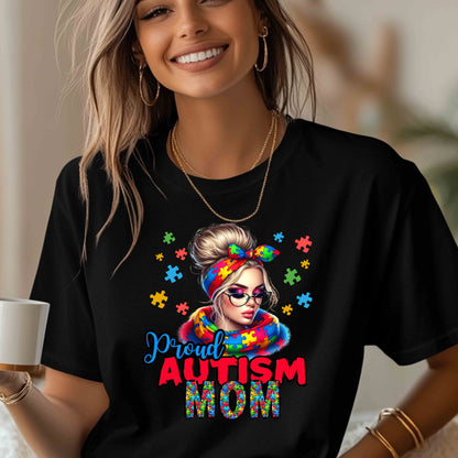 Proud Autism Mom Unisex Heavy Cotton Tee | Colorful Support Shirt