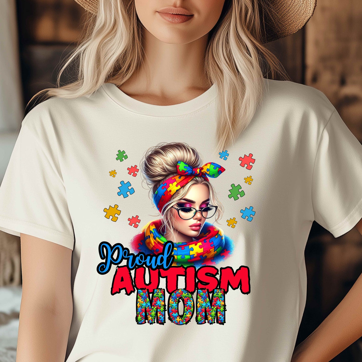 Proud Autism Mom Unisex Heavy Cotton Tee | Colorful Support Shirt