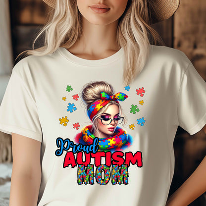 Proud Autism Mom Unisex Heavy Cotton Tee | Colorful Support Shirt