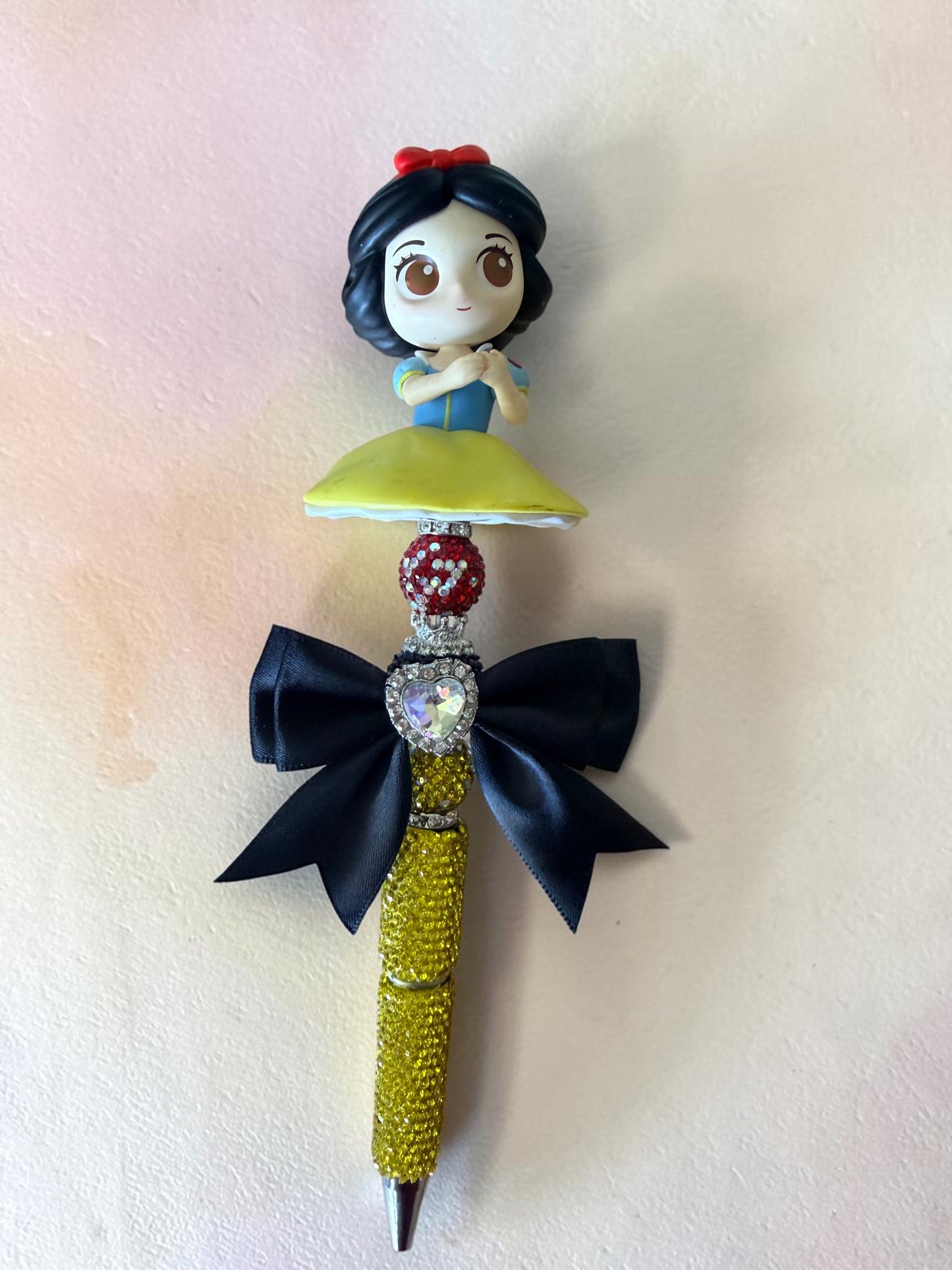 Snow Princess Inspired Beaded Pen – Yellow Rhinestone Glam Pen