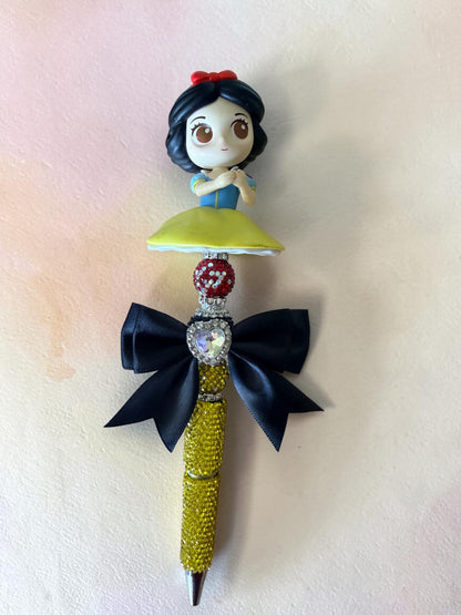 Snow Princess Inspired Beaded Pen – Yellow Rhinestone Glam Pen