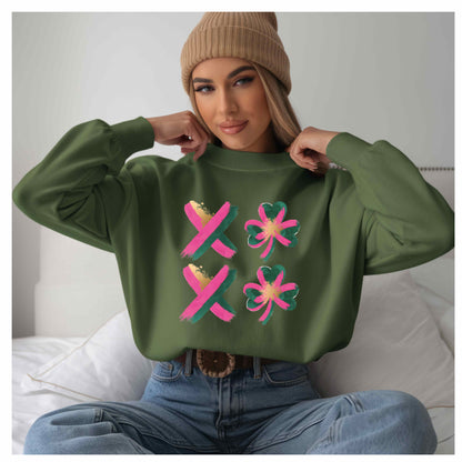 Abstract Shamrock Brush Stroke Crewneck Sweatshirt - Modern St. Patrick's Day Lucky Clover Design